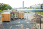 The 1,100-square-foot GRoW Home is being rebuilt behind Hayes Hall on UB's South Campus and is expected to be fully complete around mid-October. Photo: Douglas Levere 
