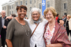 All smiles at the reopening are Ruth Bryant, former assistant dean of the School of Architecture and Planning; Lynda Schneekloth, professor emerita of architecture; and Bonnie Foit-Albert Cox (MArch '75). Photo: Joe Cascio Photography