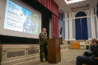 Robert Shibley speaks as the Buffalo community gathers at International Preparatory School in Buffalo, NY for the first public meeting in January 2019 to discuss transforming LaSalle Park into the Ralph C. Wilson, Jr. Centennial Park. (c) University at Buffalo, photo by Meredith Forrest Kulwicki
